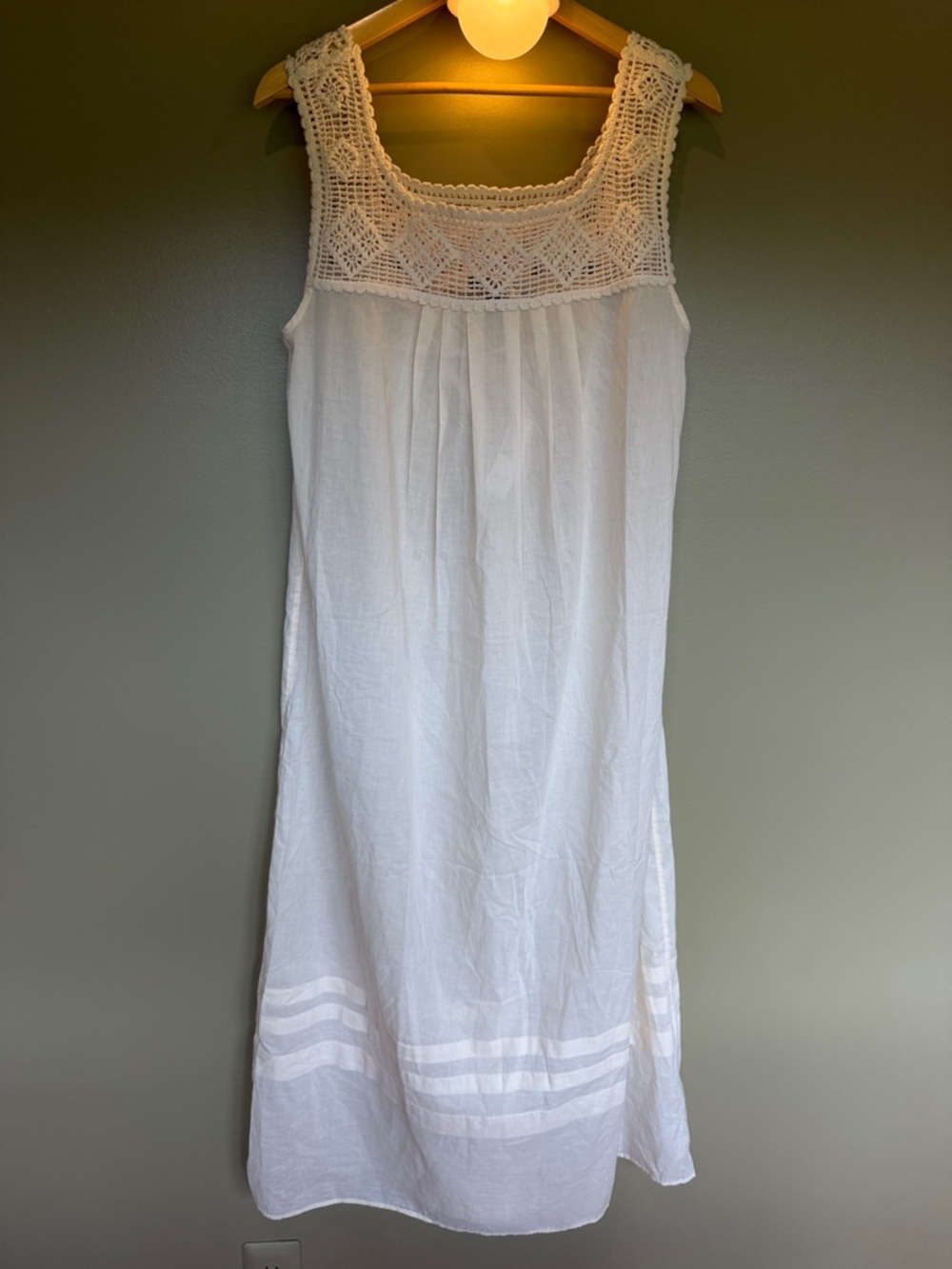 J. Crew White Crochet Yoke Cotton dress or coverup